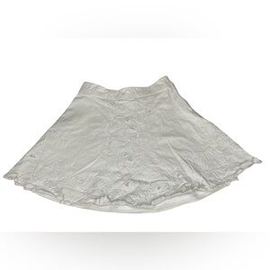 Parker A-Line Embroidered Lined Floral Skirt White Size 4